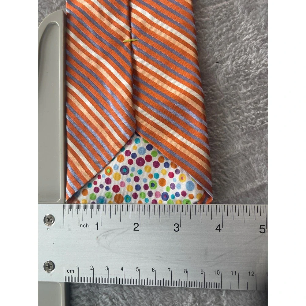 City of London Necktie Mens Orange Blue Striped 100%‎ Silk Business